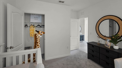 Nursery showing closet and dresser