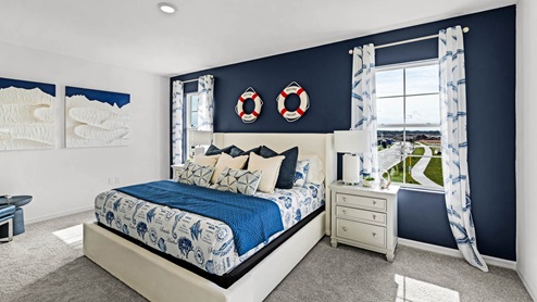 Master bedroom bed and nightstand