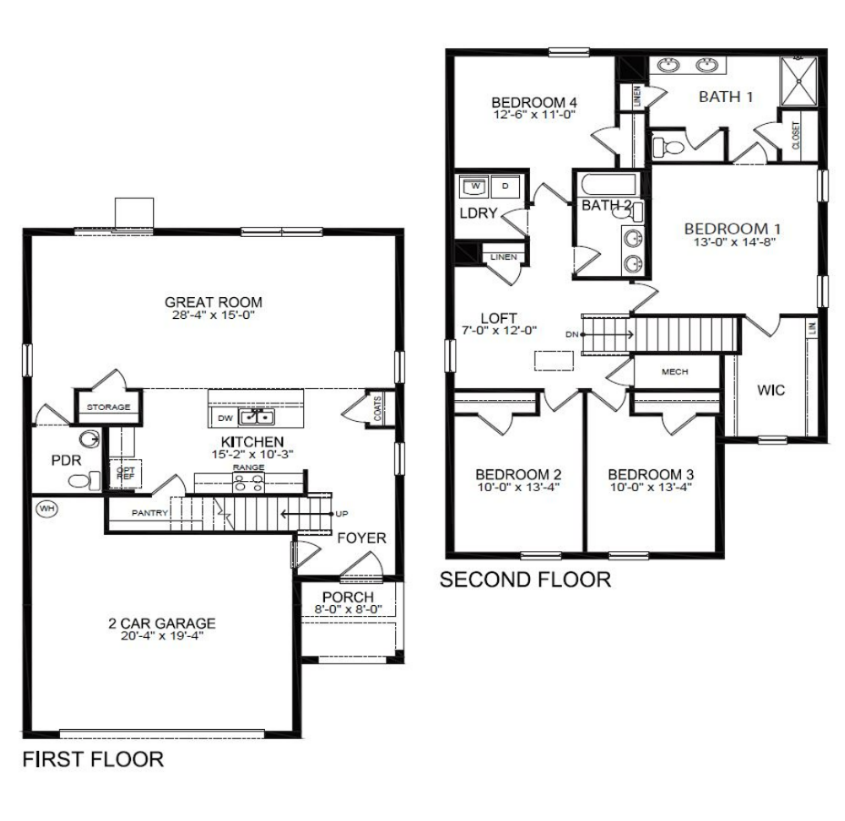 Two story home floorplan