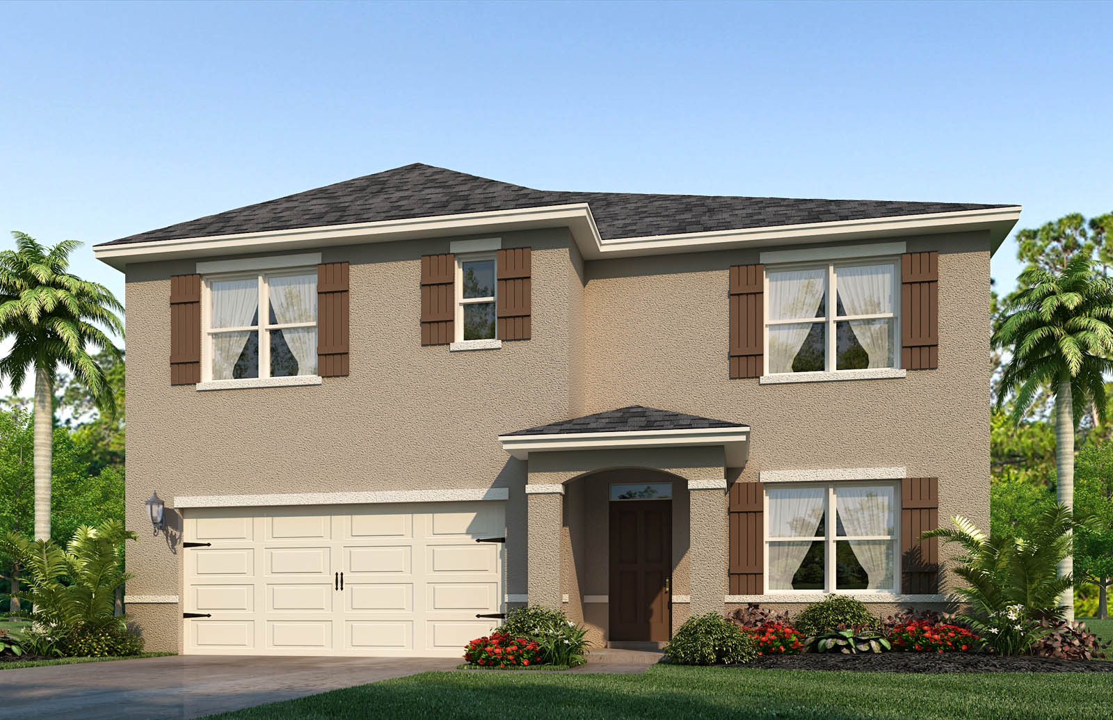 Rendering of two story with 2 car garage
