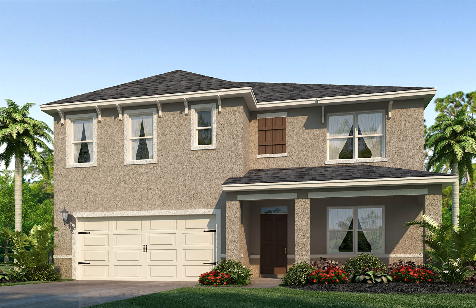 Rendering of two story with 2 car garage