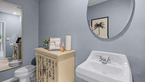 Sales center bathroom before the tub and shower is added