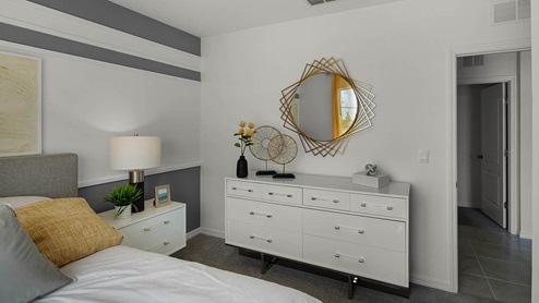 guest bedroom with vanity
