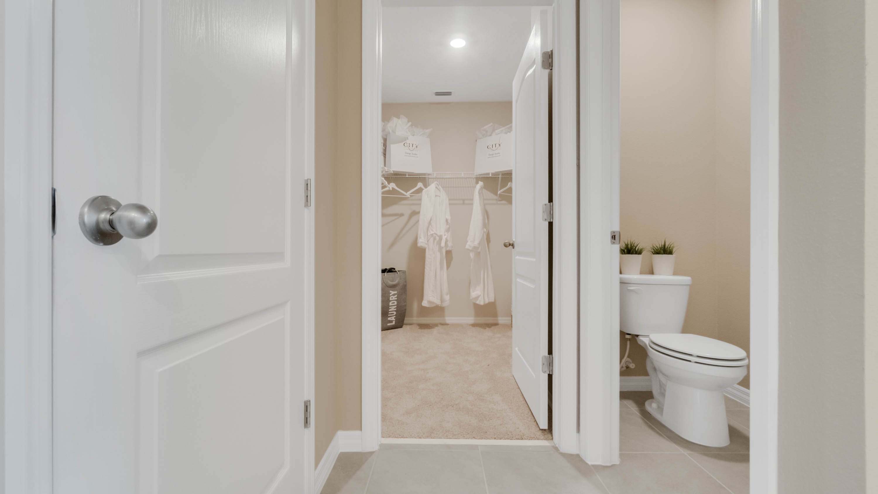 Private toilet and walk in closet in the primary bathroom