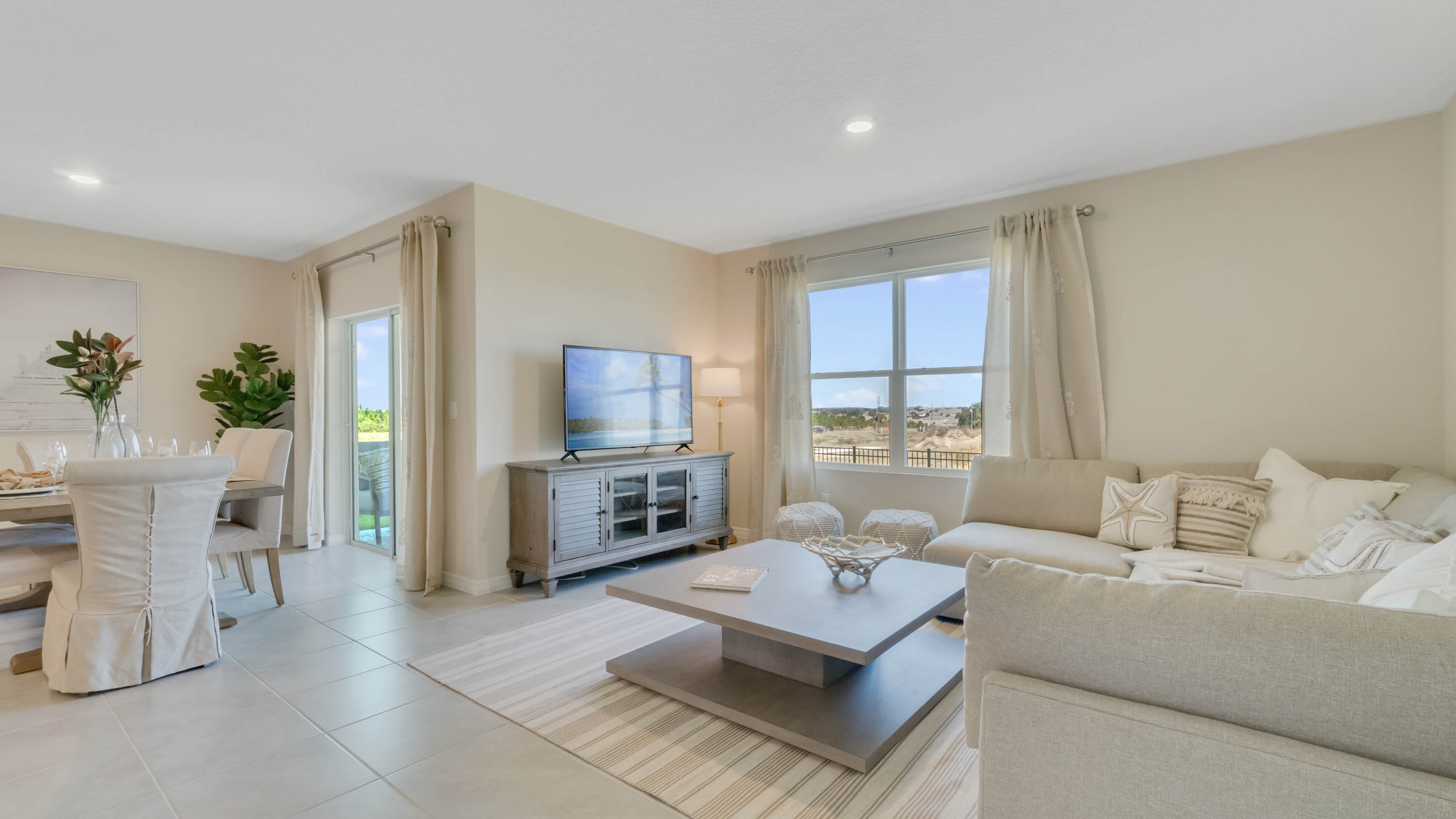 Living room area adjacent to the dining area