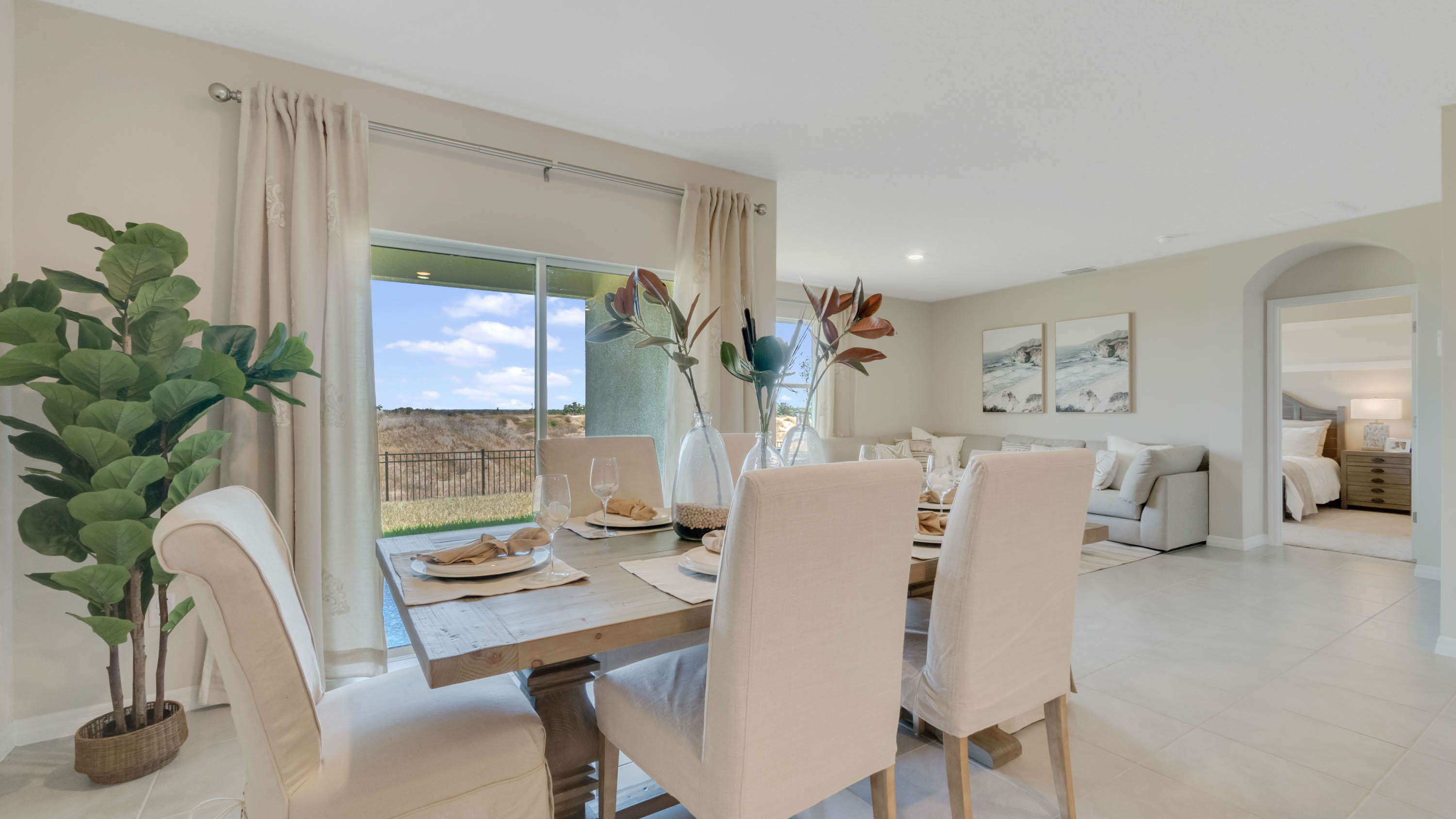 Dining room area with view of the living room area