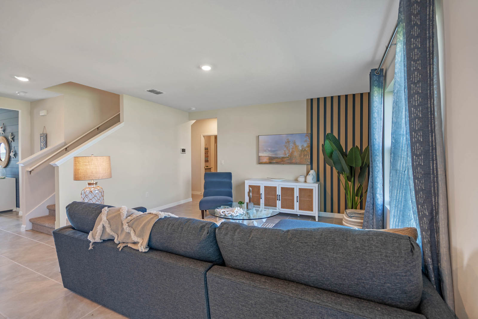 Living room and stairs to second level