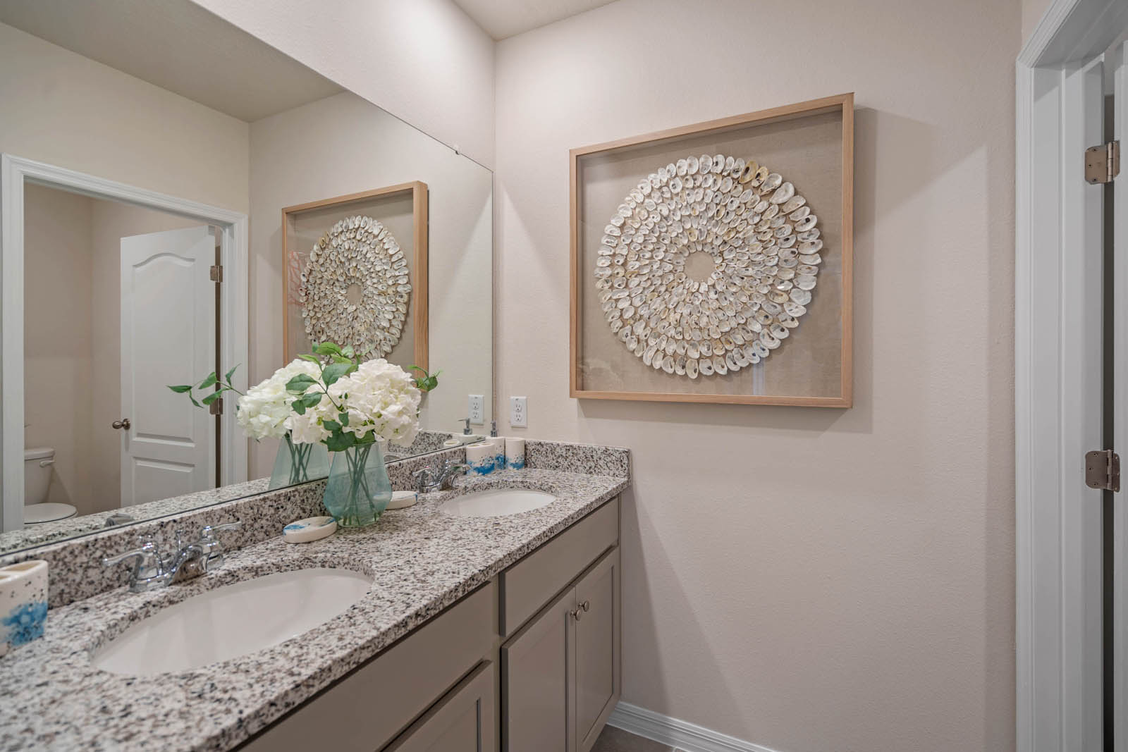Primary bathroom with double vanity sink