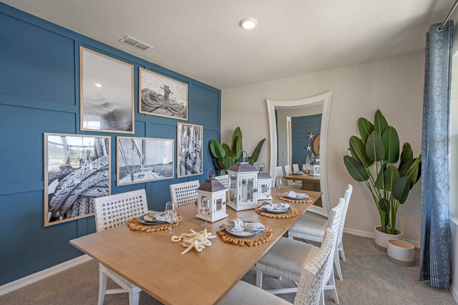 Dining room with carpet throughout the room