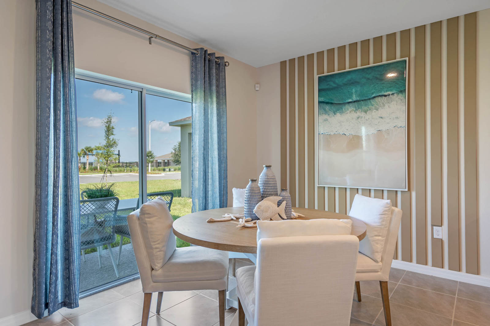 Dining nook with sliding glass doors