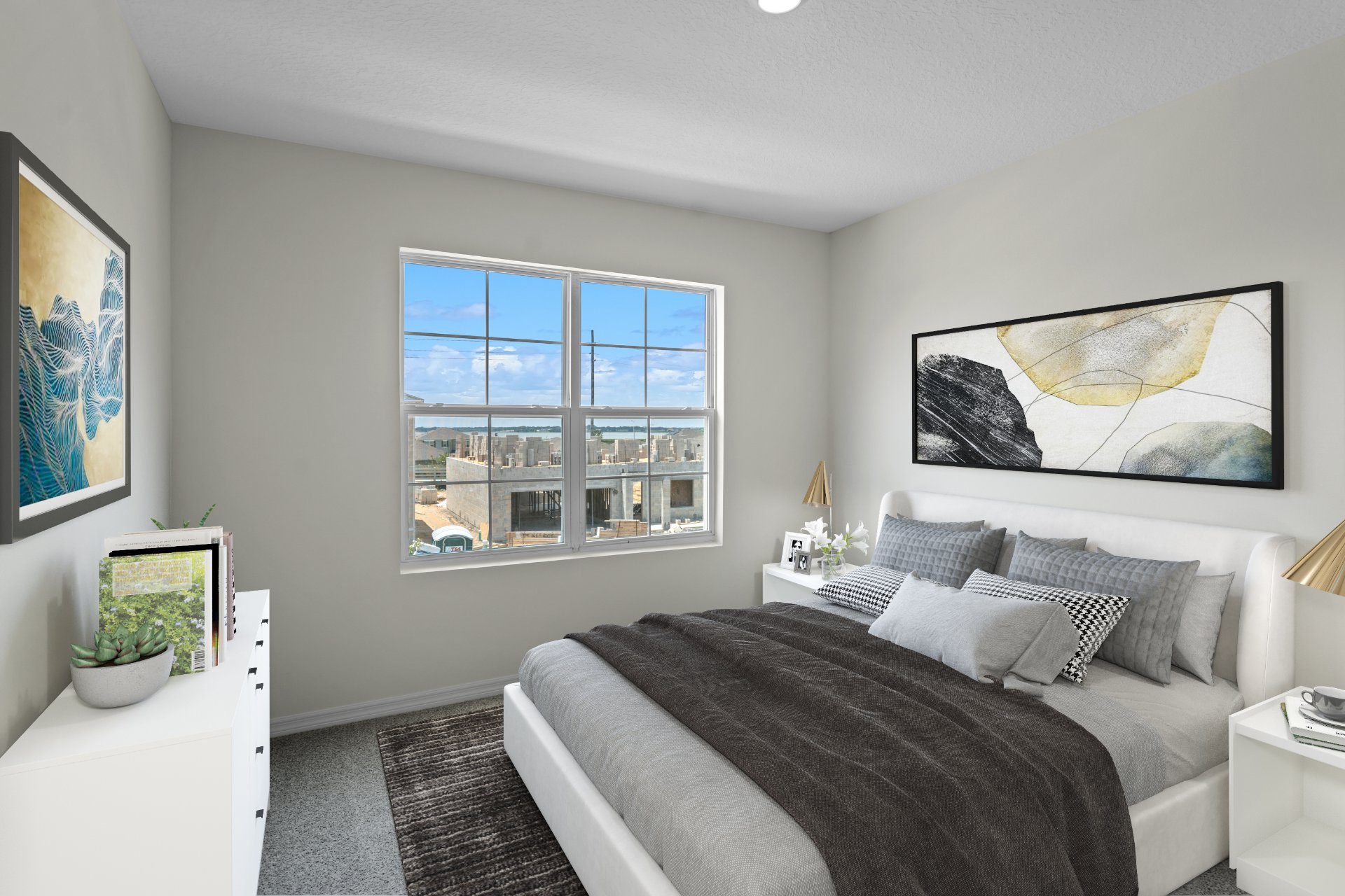 Virtually staged second-floor loft living room