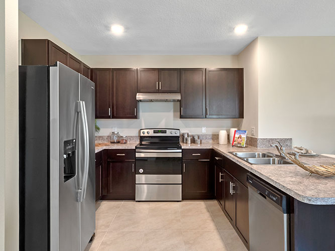 Spacious kitchen with stainless steel appliances