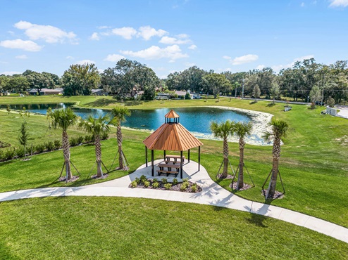 aerial view of the pavilion near the lake
