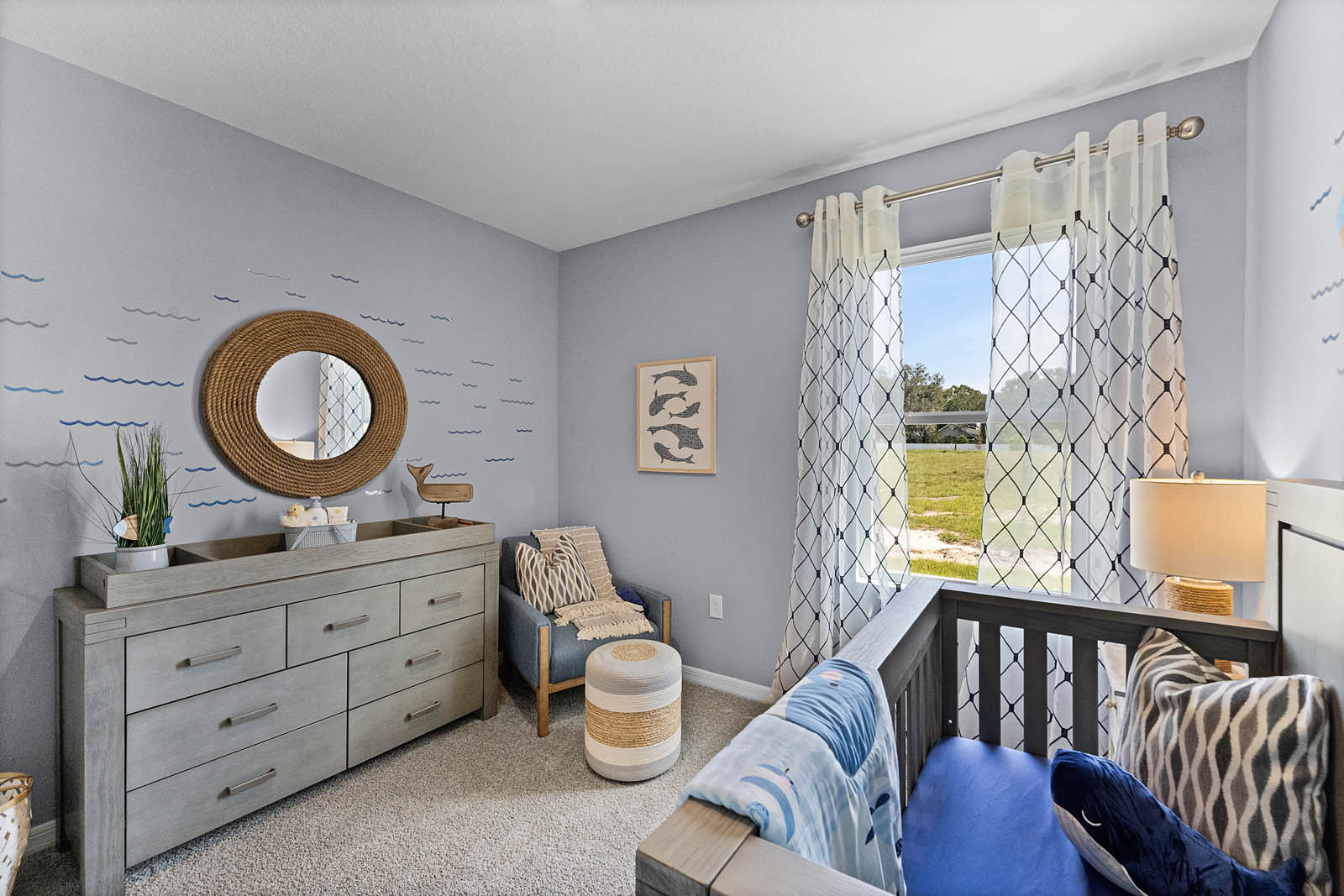 Nursey room with a changing table