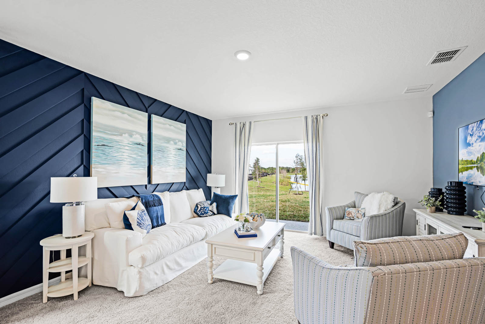 Living room adjacent to the patio door