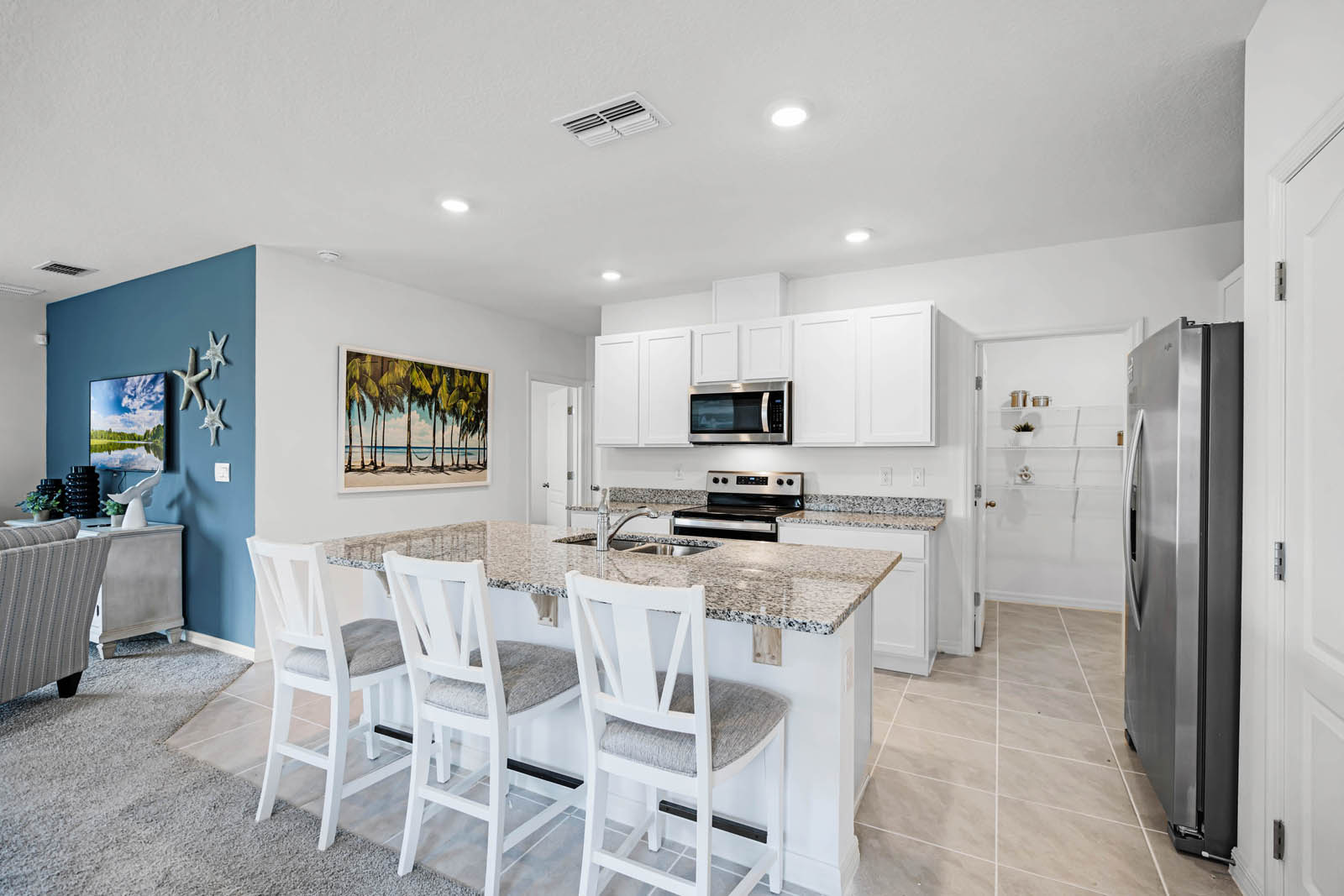 Kitchen with ceramic tile throghout