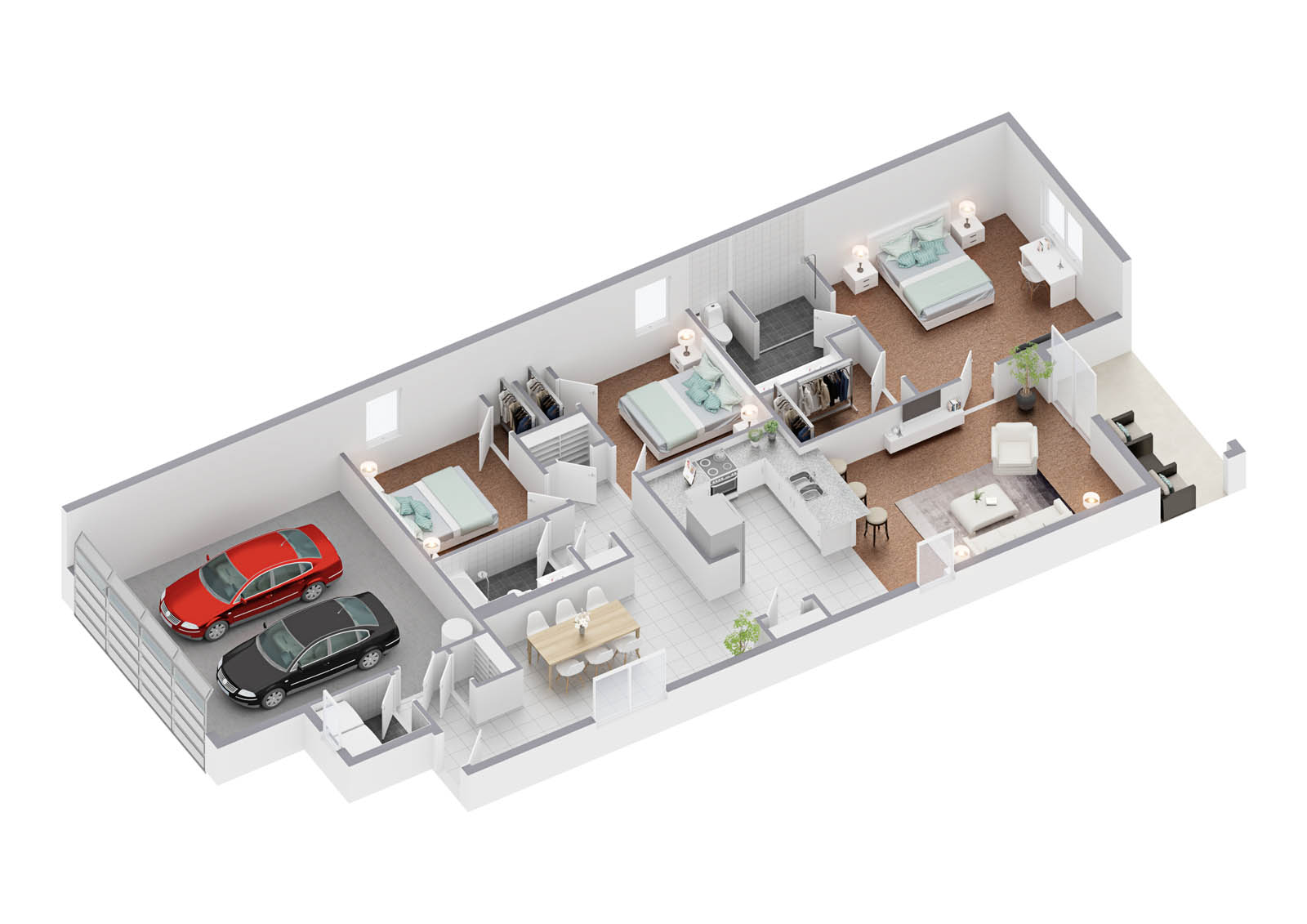 3D rendering of a one story home