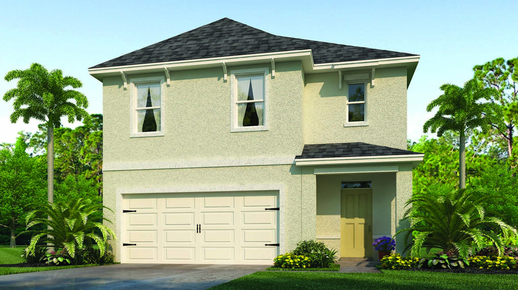 Two-story home with two-car garage