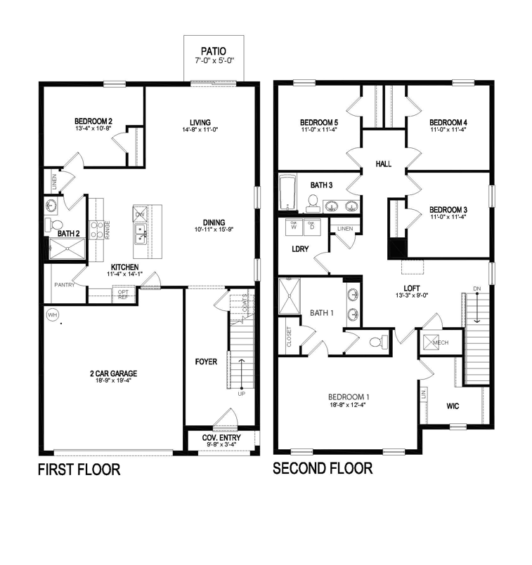 Two story home floorplan layout