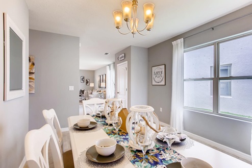 Close up of the dining room table