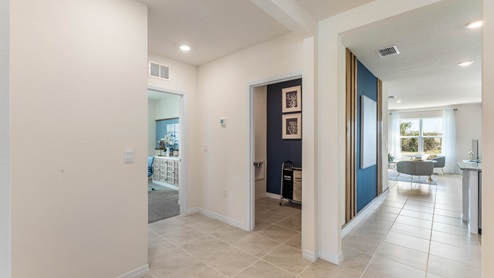 Hallway to laundry room and office