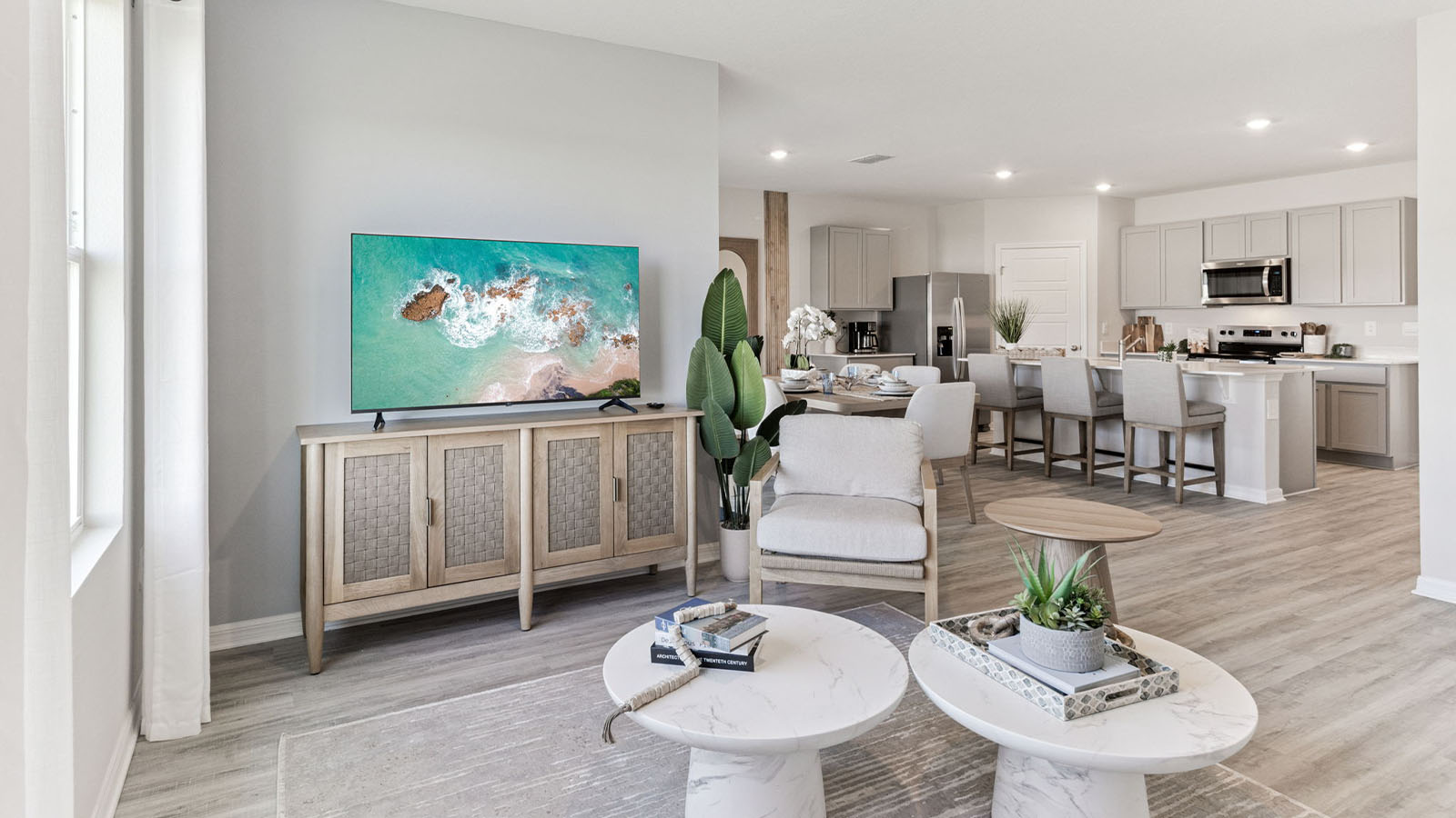 Living room with Luxury Vinyl Plank Flooring throughout