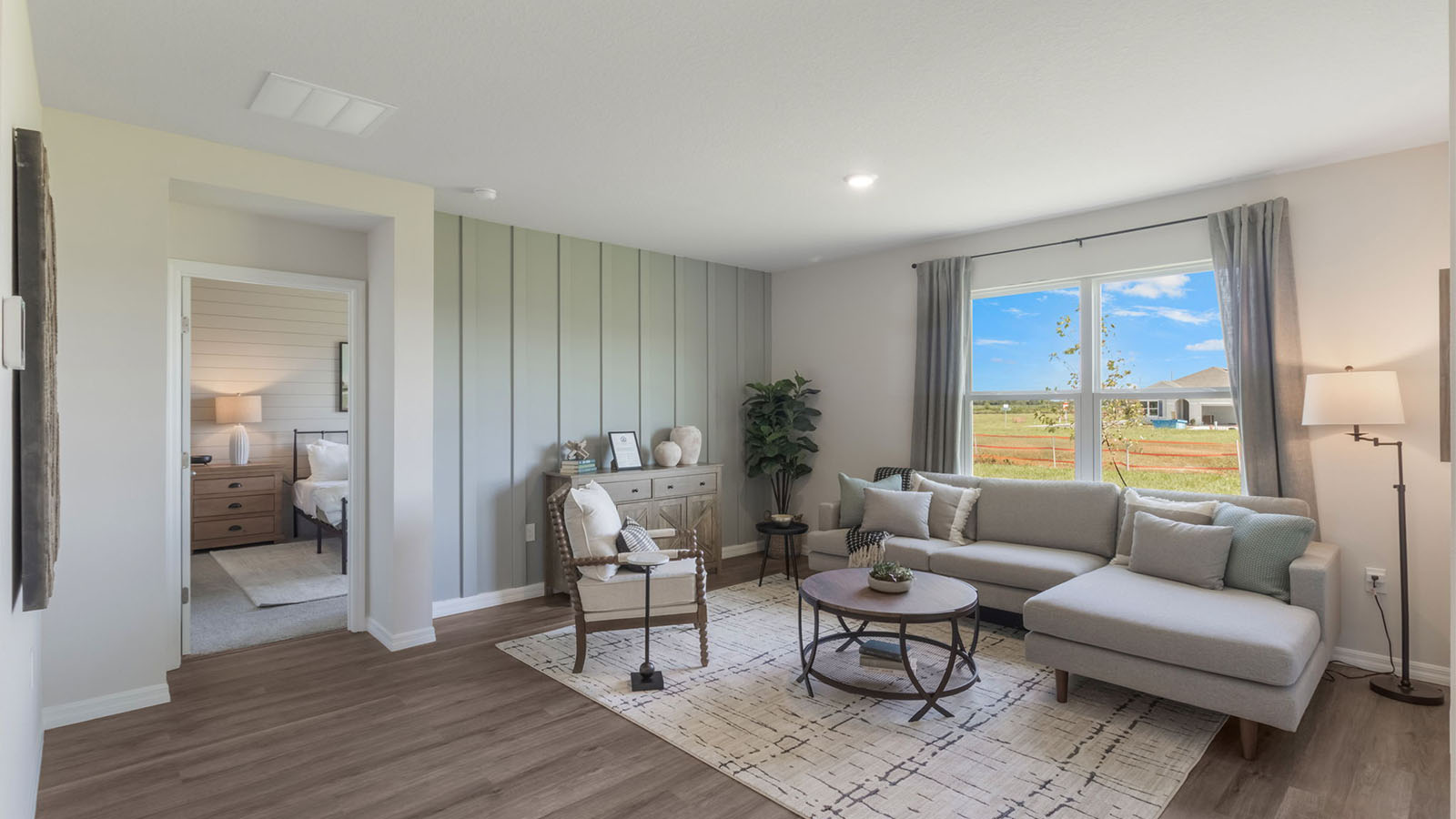 Living room with luxury vinyl plans
