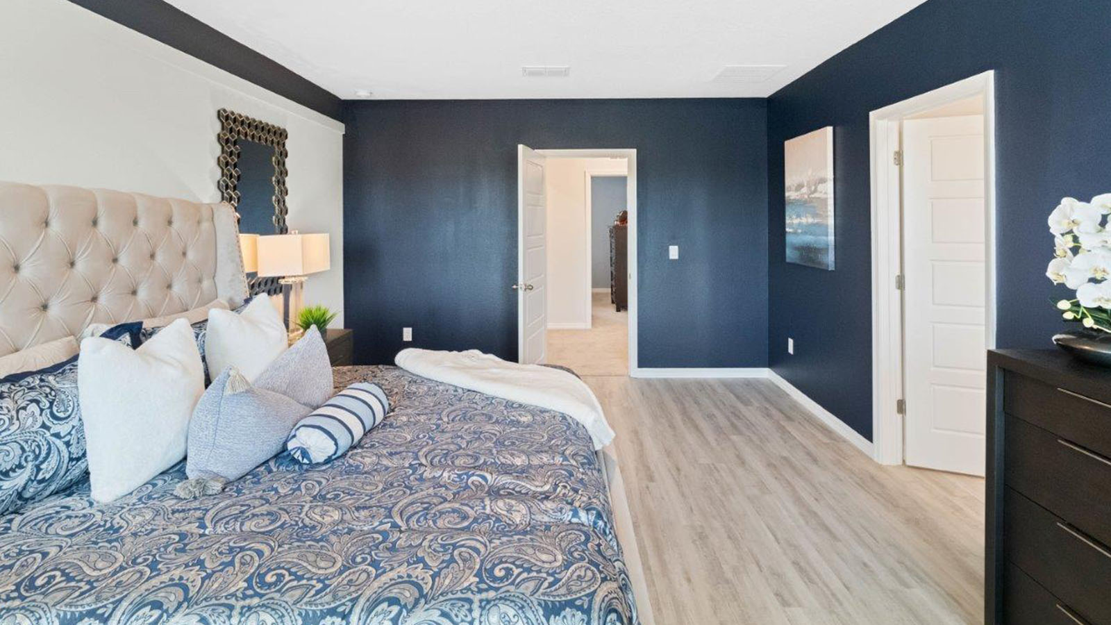 Primary bedroom with king size bed