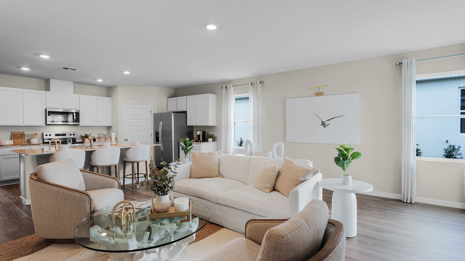 living room with large windows for natural light