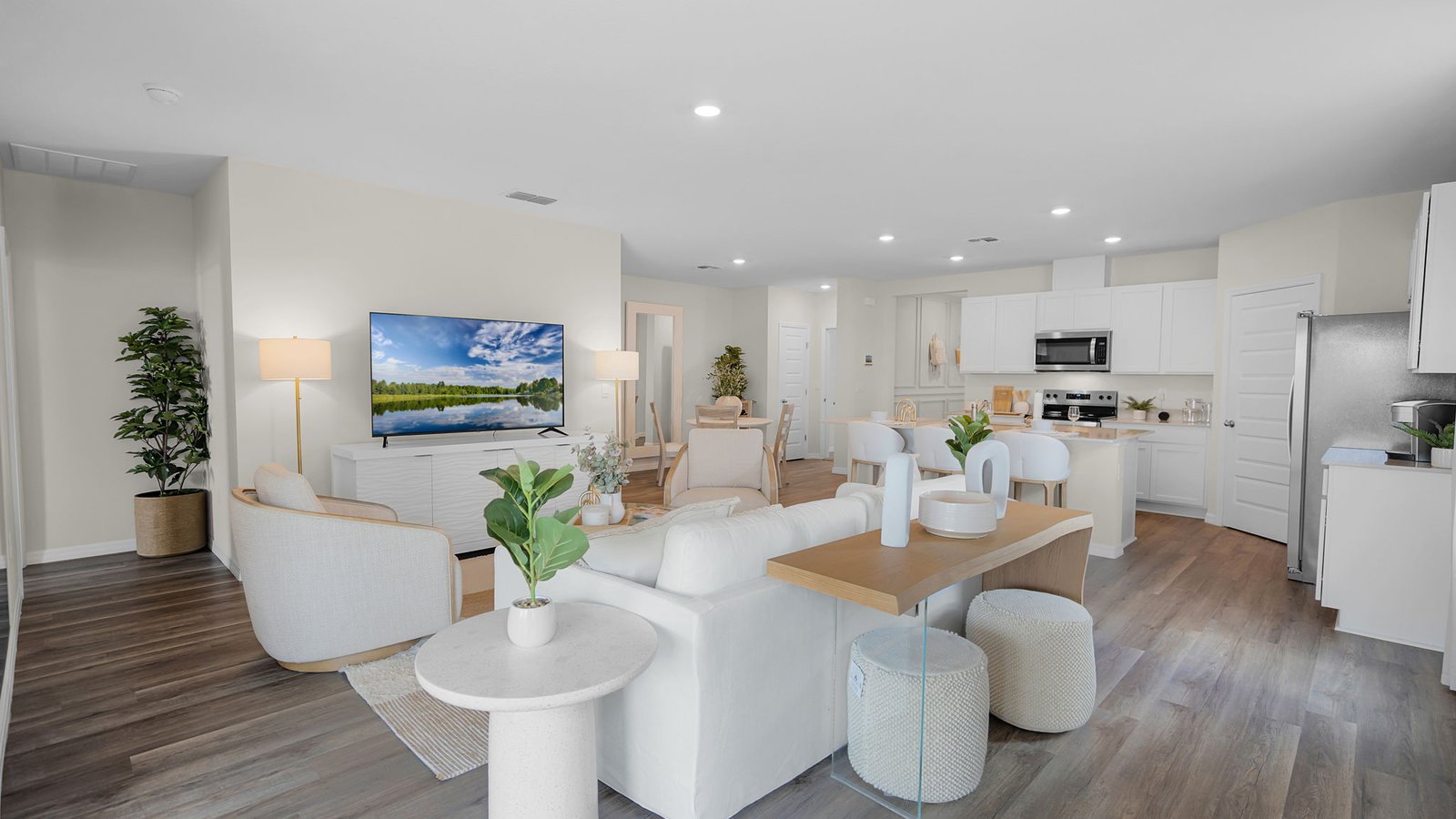 Kitchen island overlooking dining room