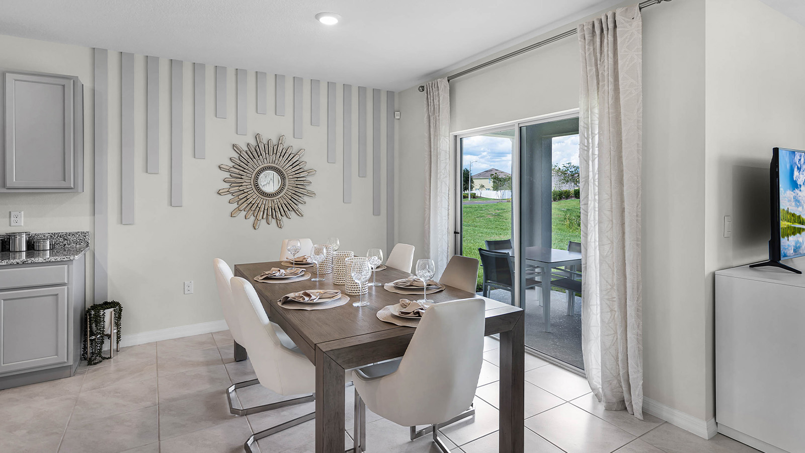 dining room table near the sliding glass door