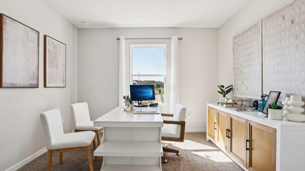 office with desk, chairs and cabinet