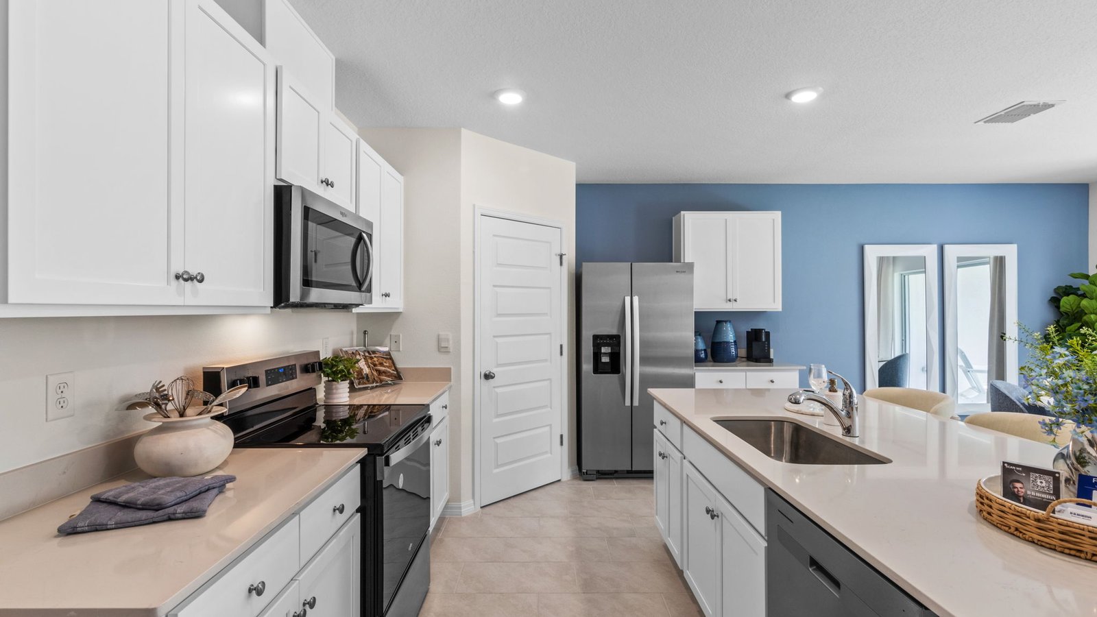 Spacious kitchen with large island