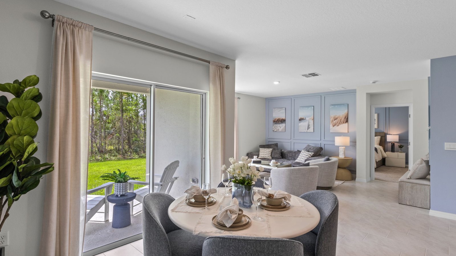 Dining area with view of the living room