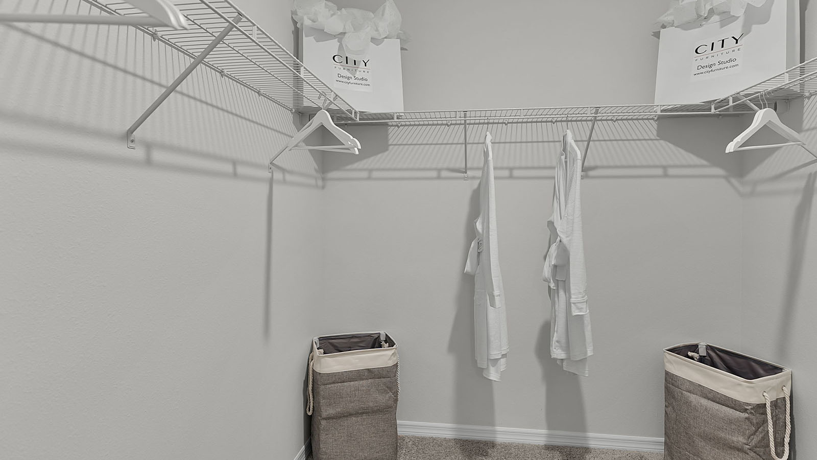 Primary bedroom closet with wire racks