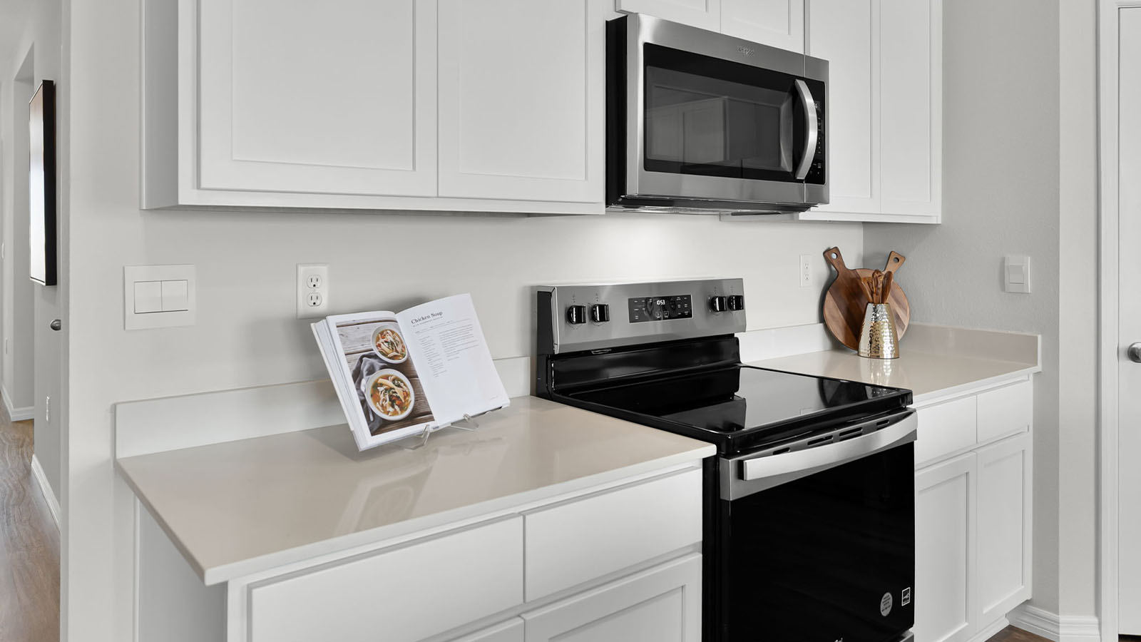 Kitchen with white cabinets