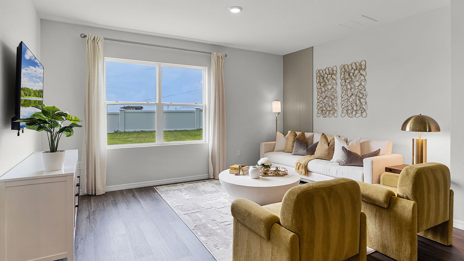 Living room with luxury vinyl planks