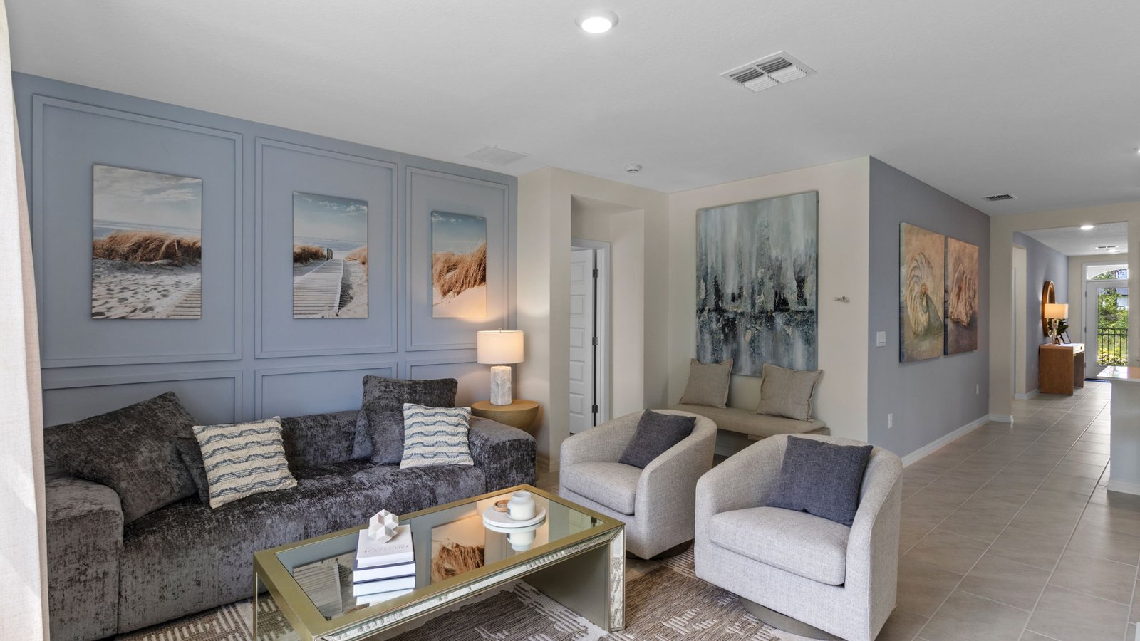 Living room and dining room