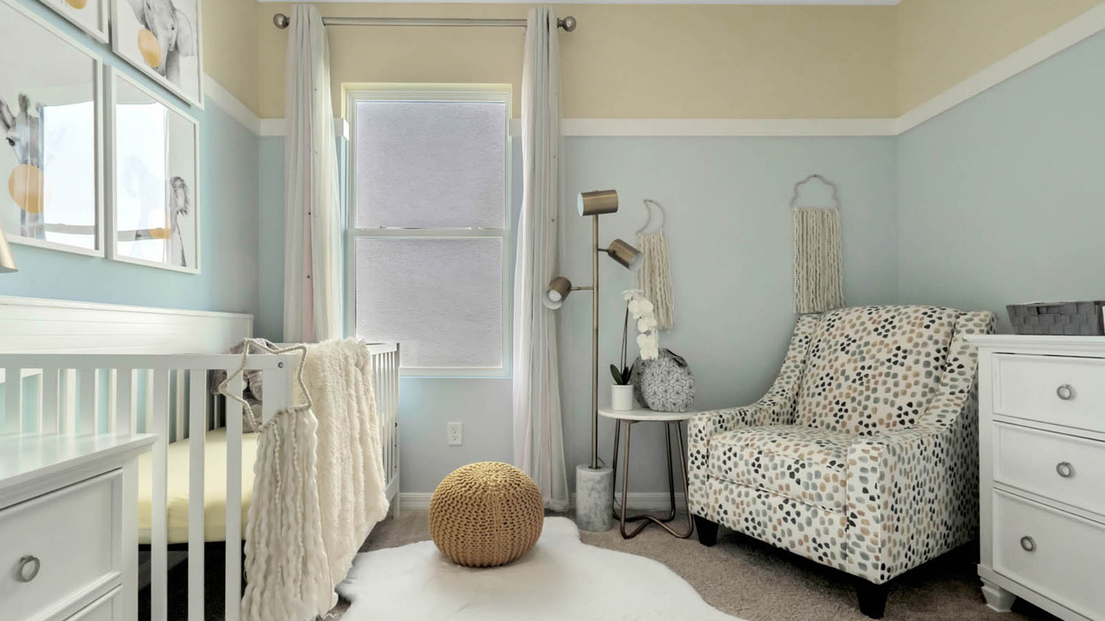 nursery with crib and chair