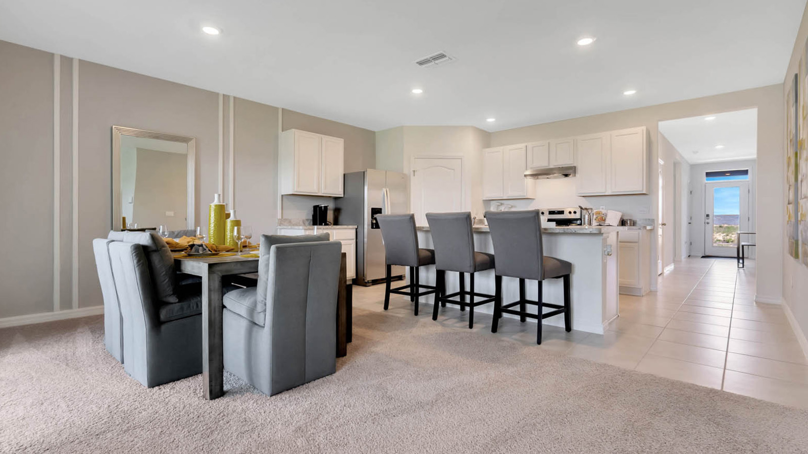 dining table with living area