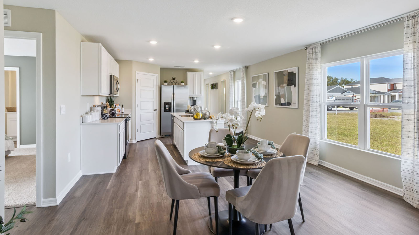 Living room with dining room set up