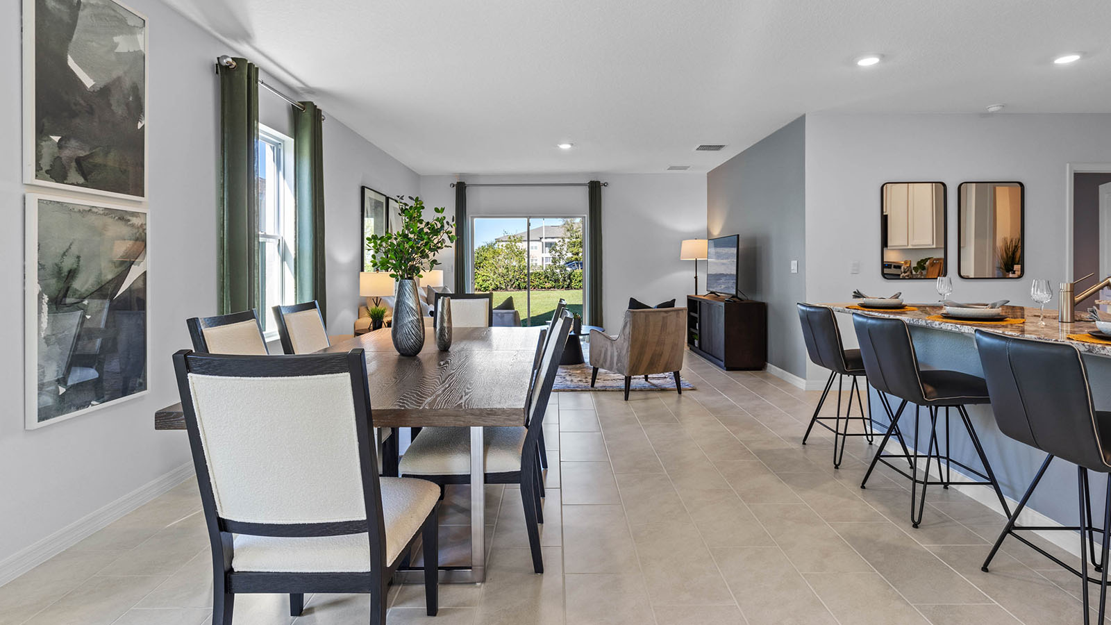 view of Dining room, Kitchen, and Living room