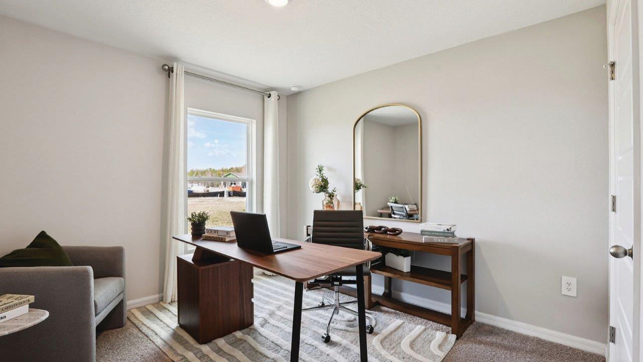 Guest room decorated as an office