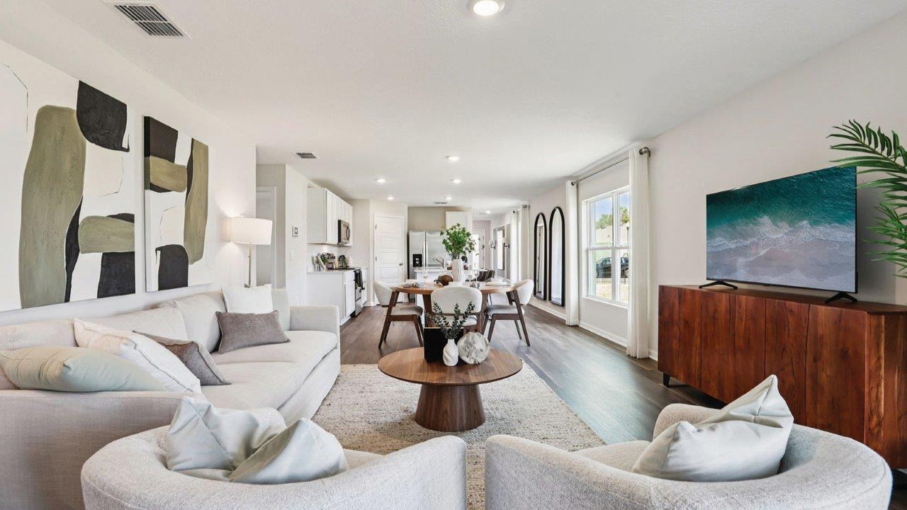Living room with view of open concept