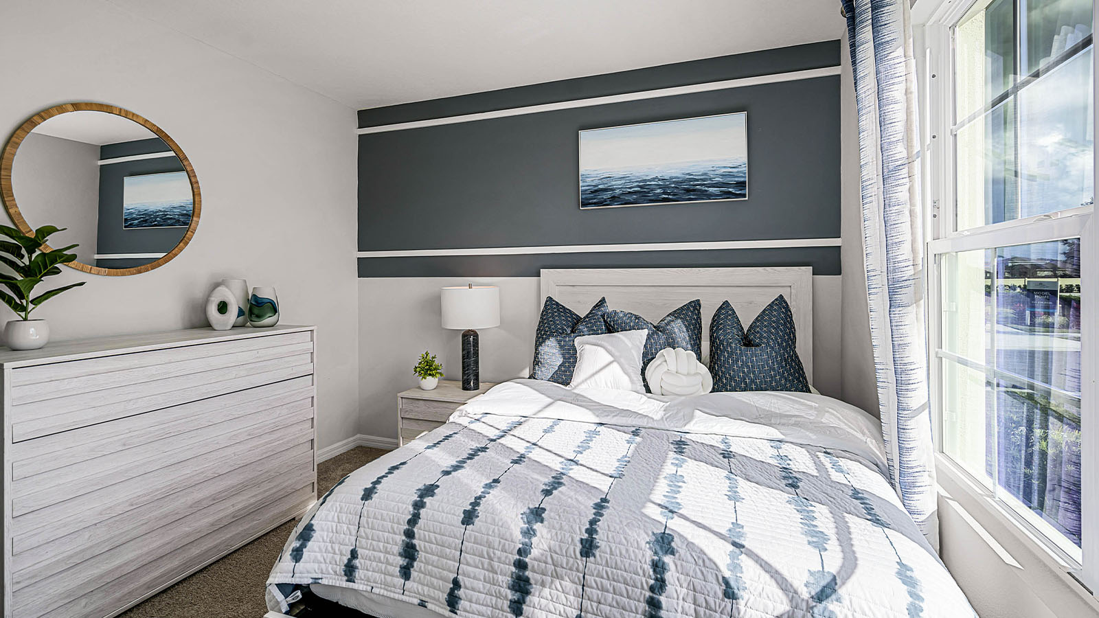 guest bedroom with vanity