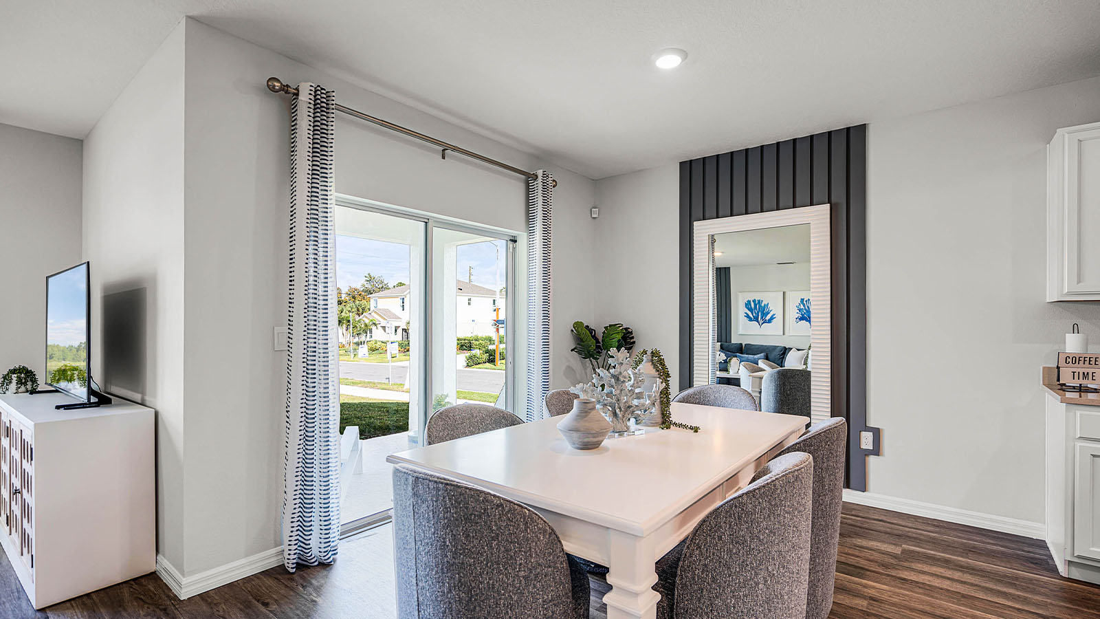 Dining area with luxury vinyl floor