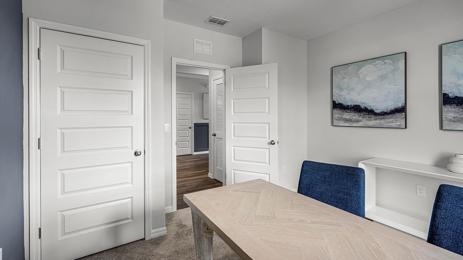 guest bedroom with carpet throughout