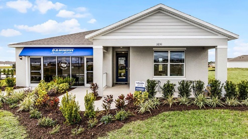 Single-story home with two-car garage and front porch