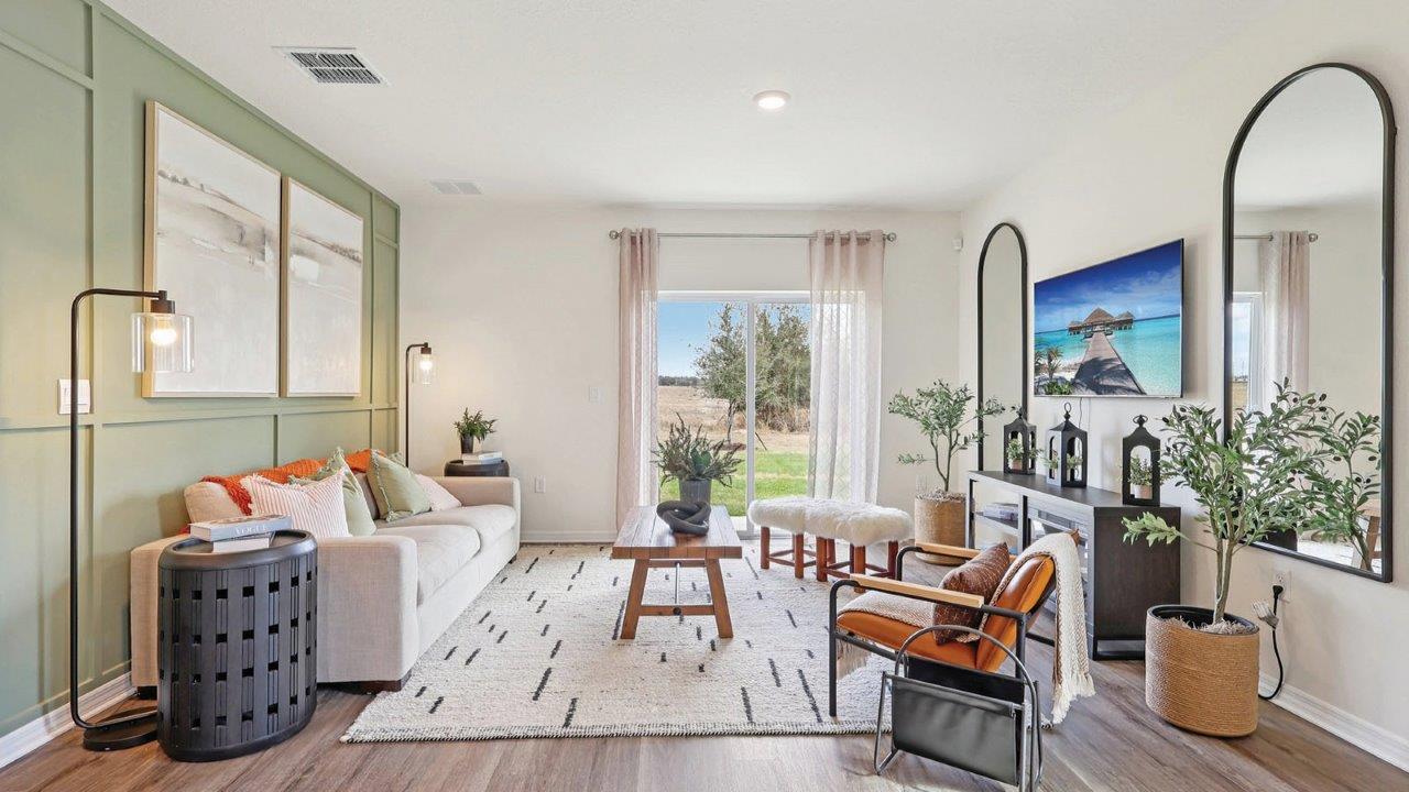 Living room with view of patio