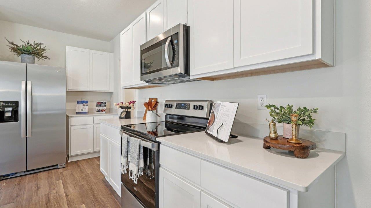 View of stainless steel appliances